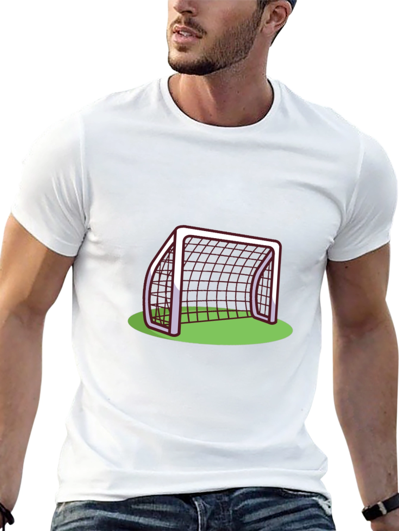 Soccer Goal Graphic Tee - Black Cotton T-Shirt