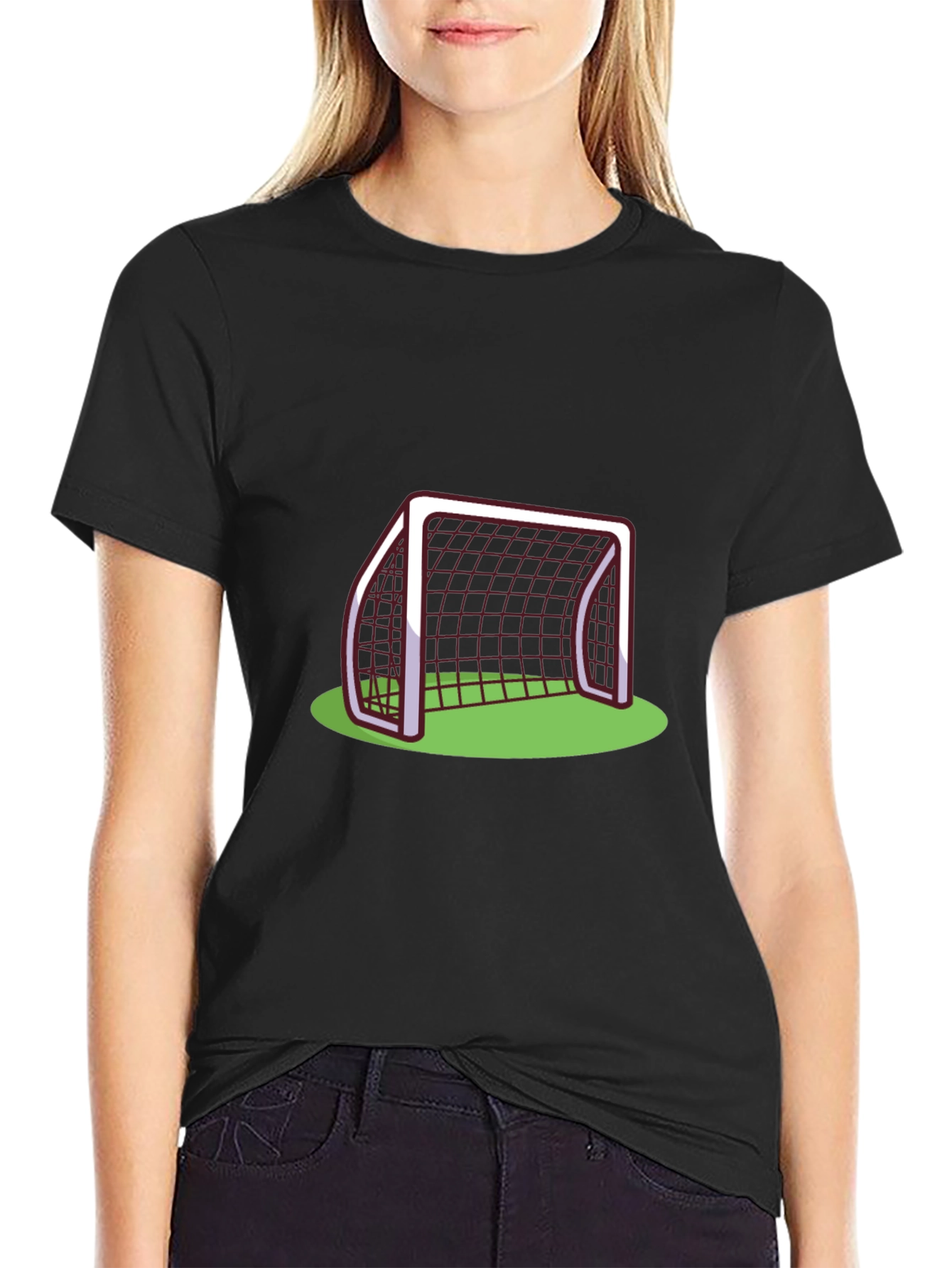 Soccer Goal Graphic Tee - Black Cotton T-Shirt