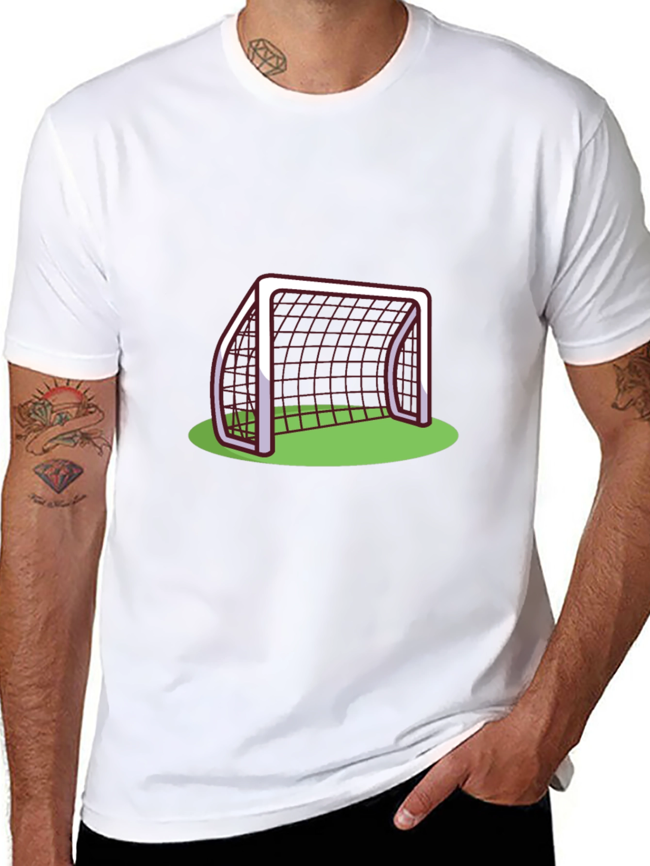 Soccer Goal Graphic Tee - Black Cotton T-Shirt