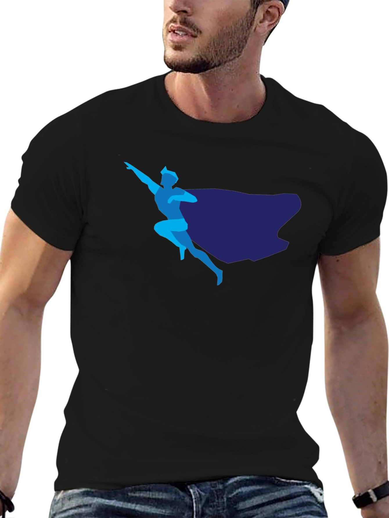 Superhero Graphic T-Shirt - Sleek Design Classic Black Tee