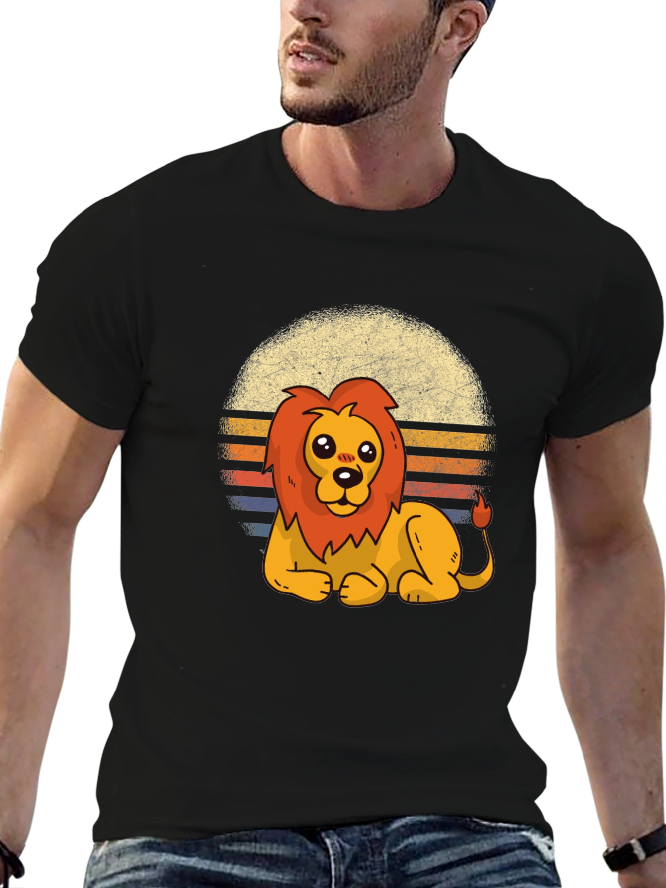Cute Lion Graphic Tee - Unisex Black T-Shirt