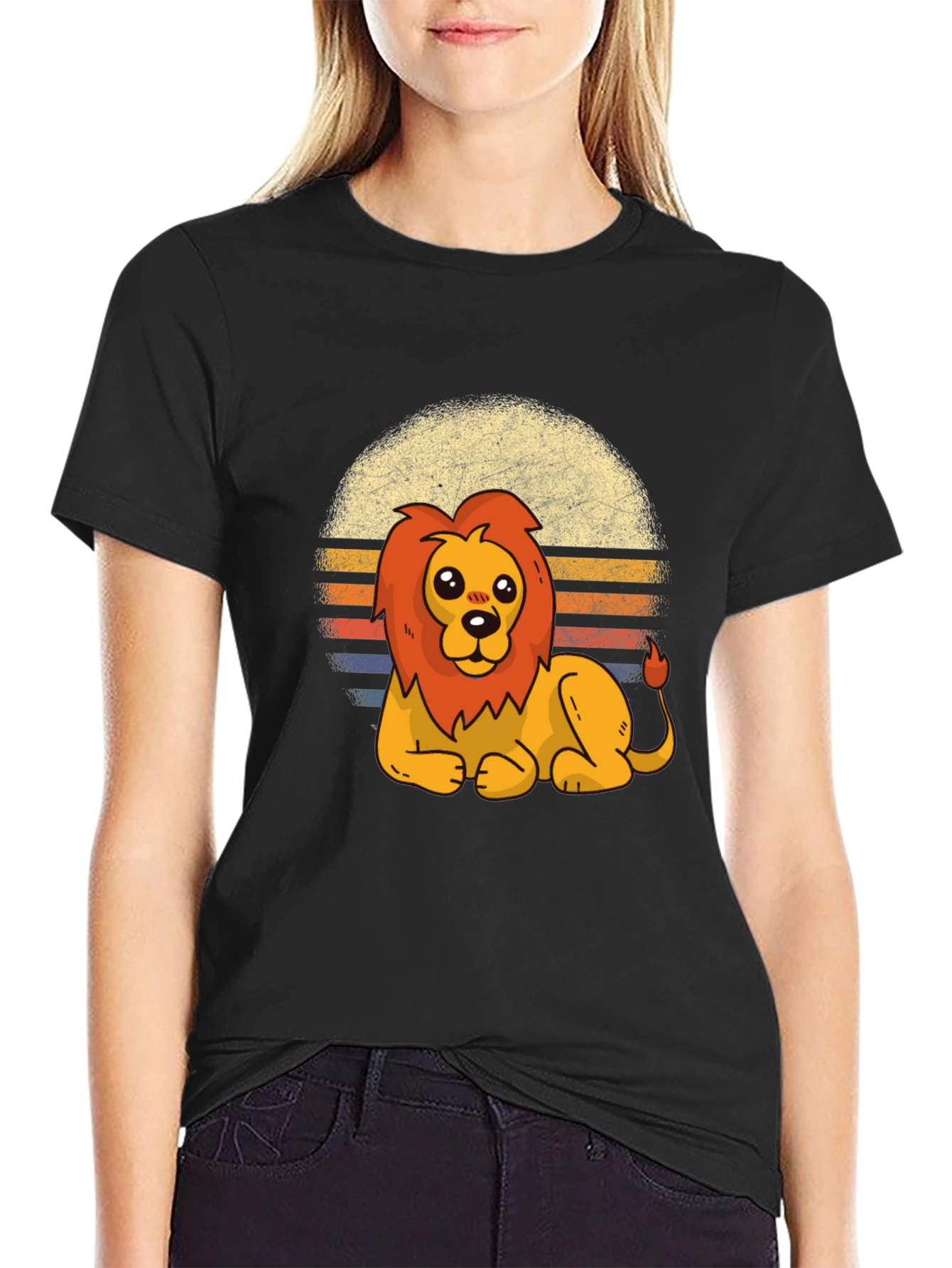 Cute Lion Graphic Tee - Unisex Black T-Shirt