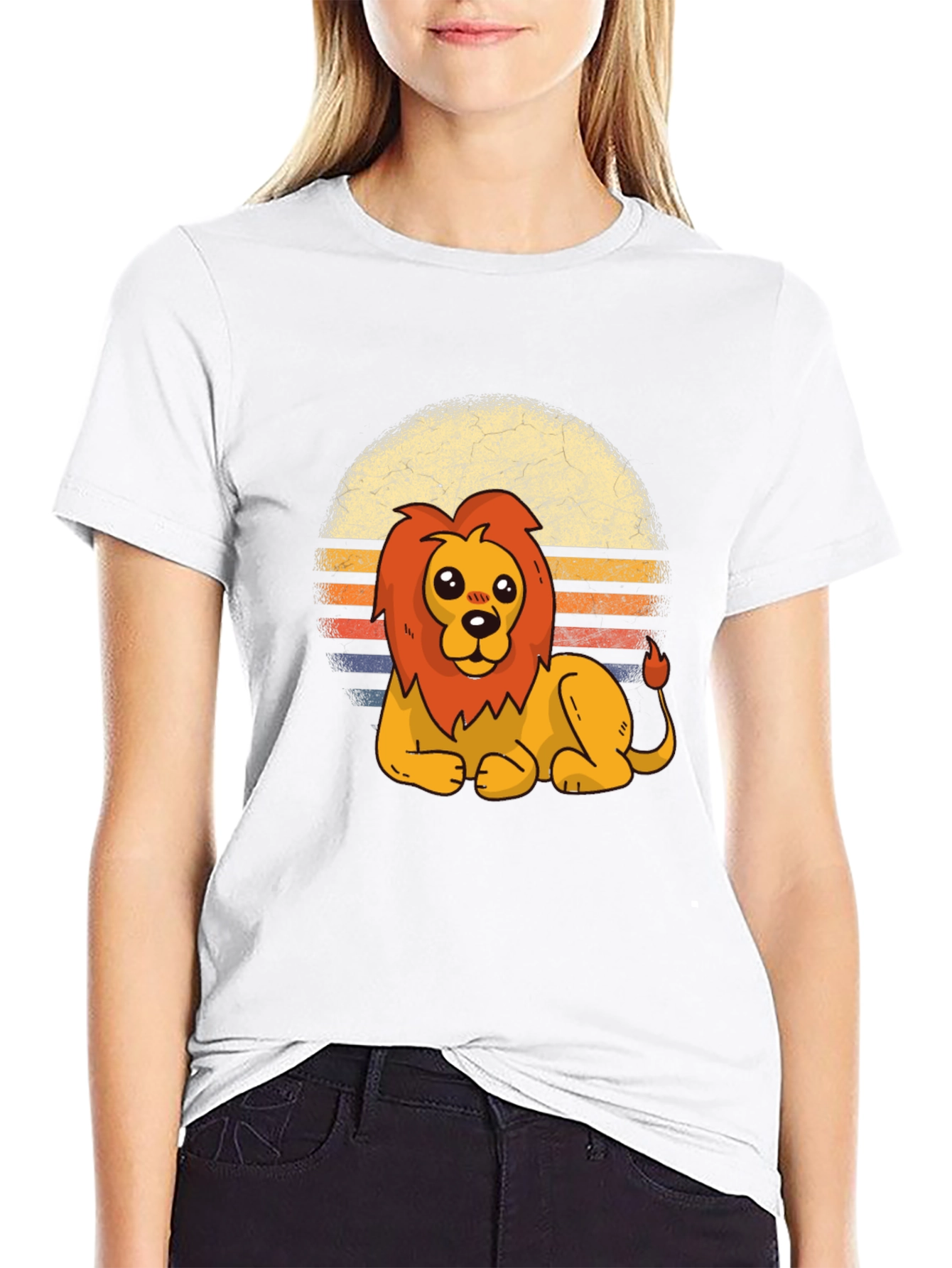 Cute Lion Graphic Tee - Unisex Black T-Shirt
