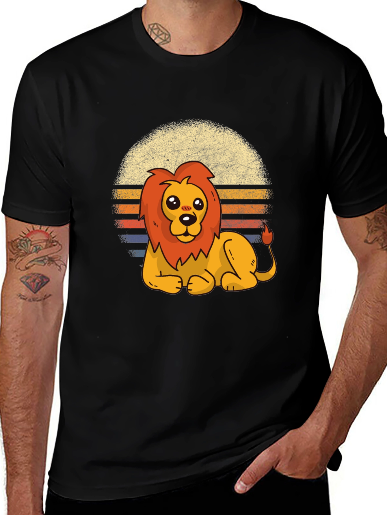 Cute Lion Graphic Tee - Unisex Black T-Shirt