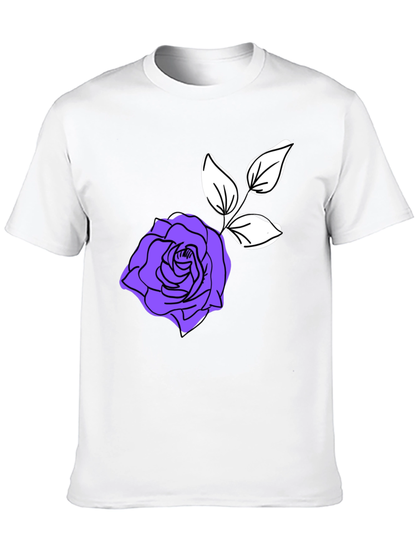 Stylish Black T-Shirt with Purple Rose