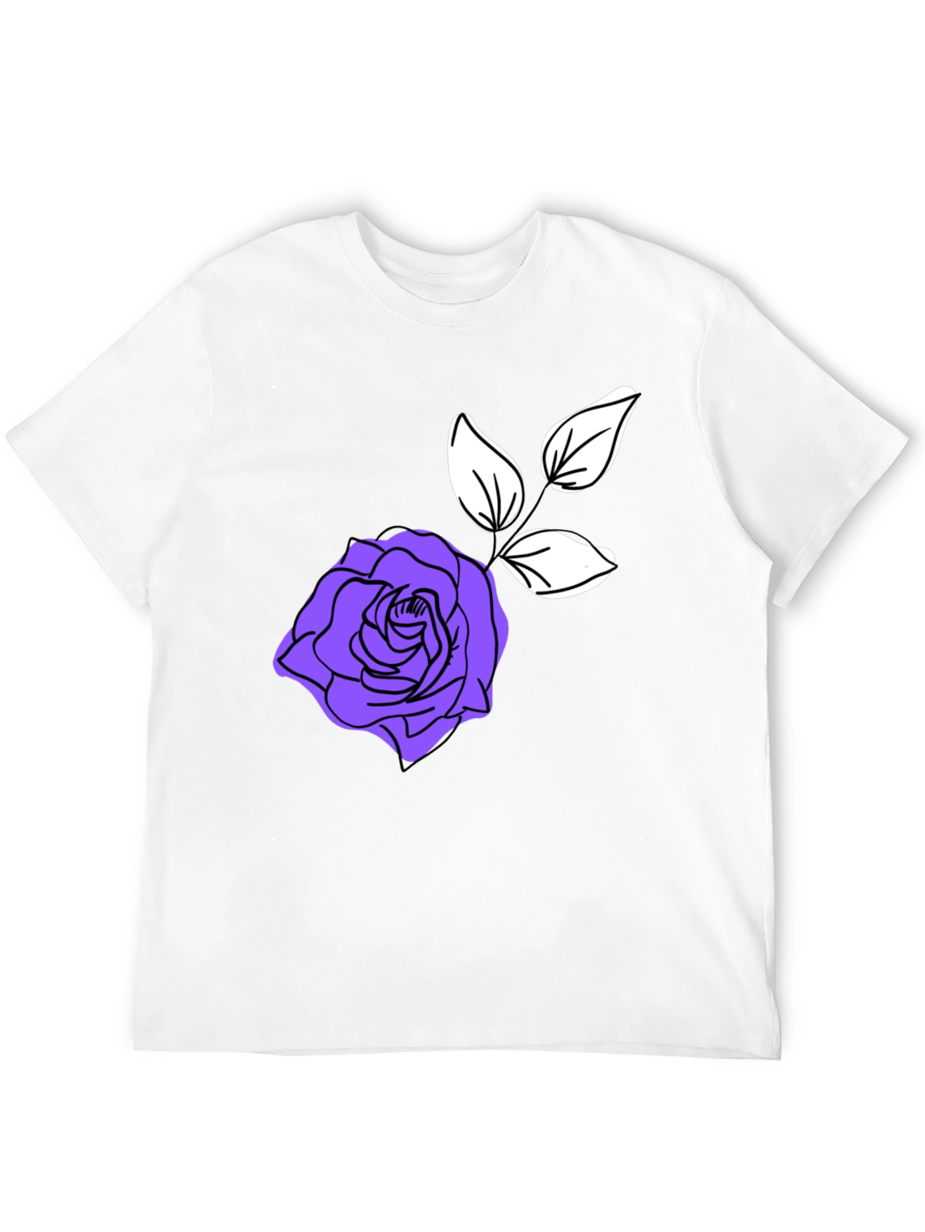 Stylish Black T-Shirt with Purple Rose