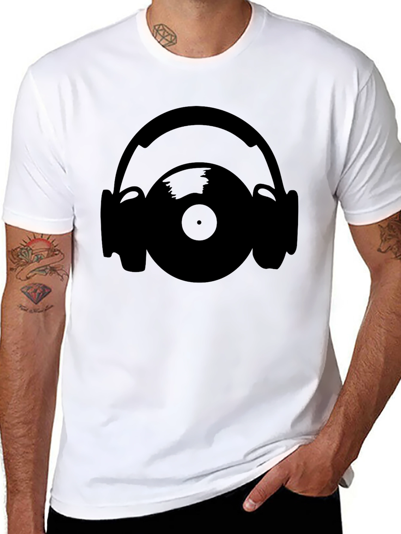 Vinyl Record & Headphones Graphic T-Shirt