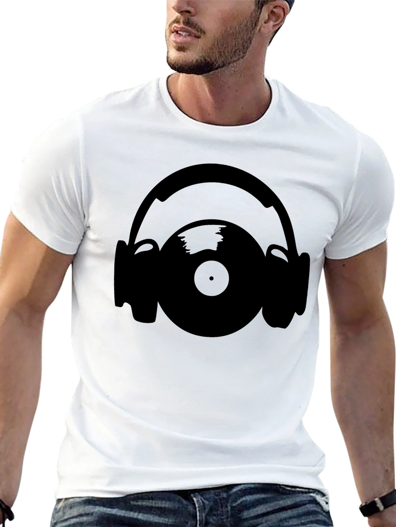 Vinyl Record & Headphones Graphic T-Shirt
