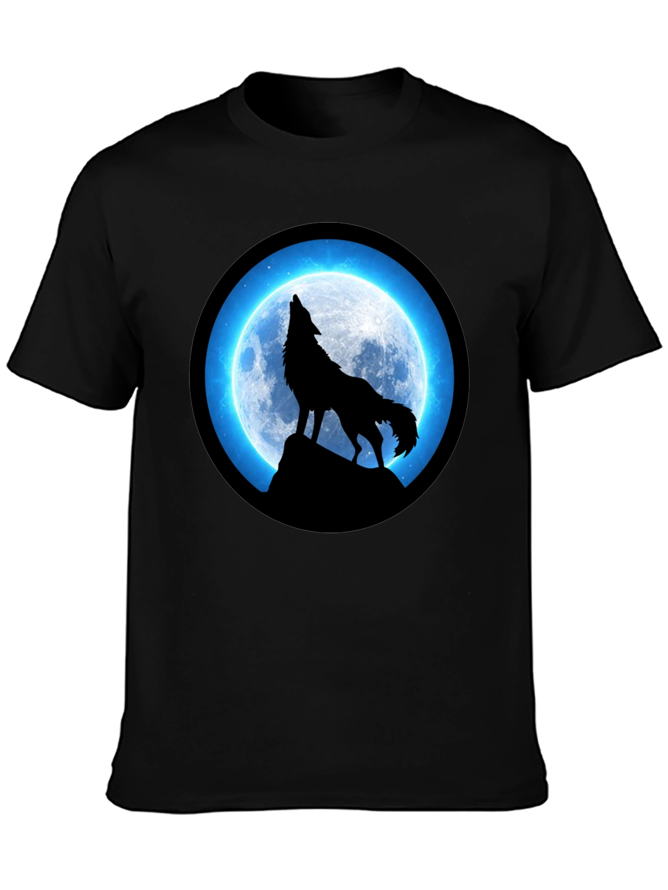 Wolf Howling Moon T-Shirt - Black Graphic Tee