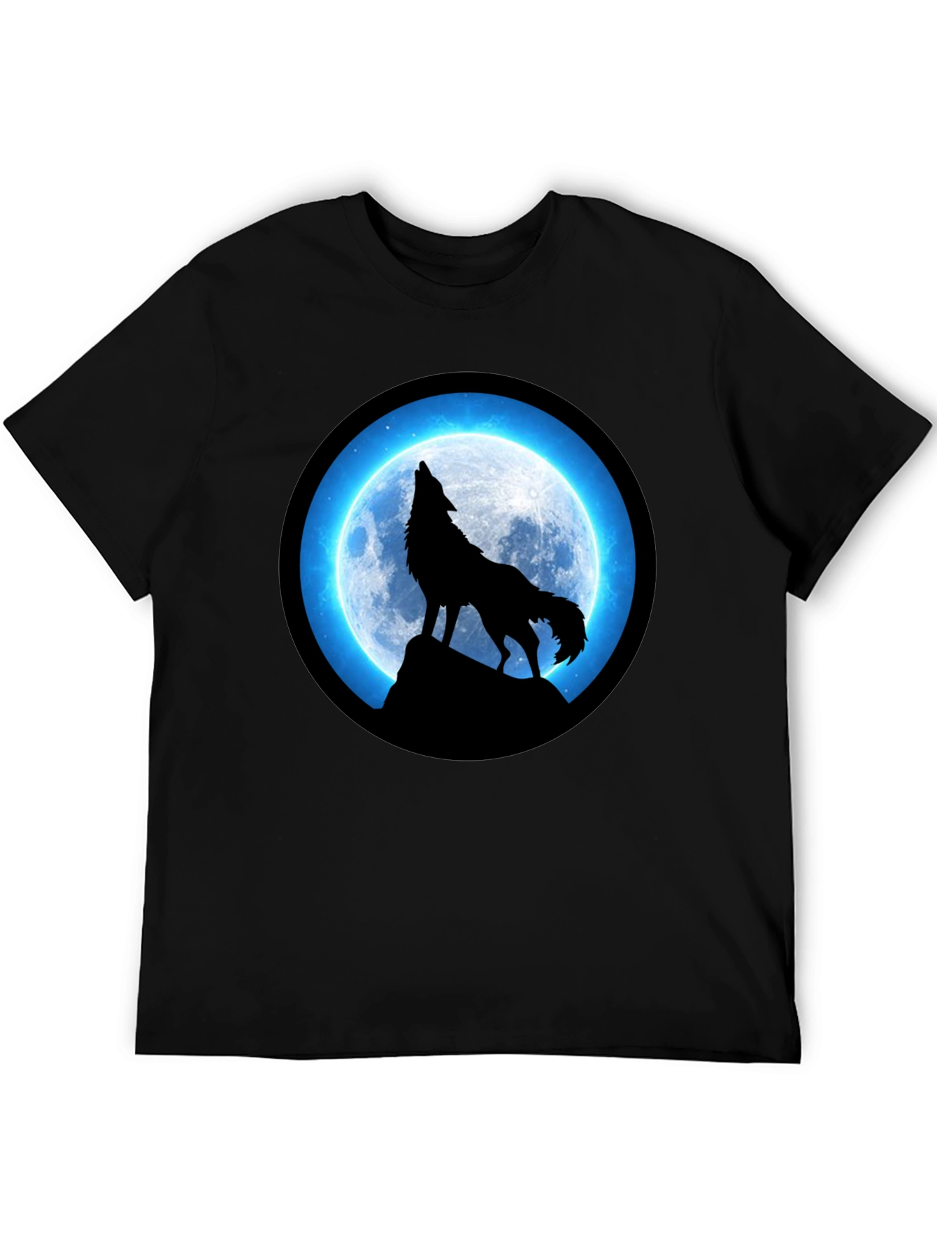 Wolf Howling Moon T-Shirt - Black Graphic Tee