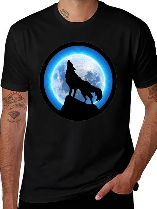 Wolf Howling Moon T-Shirt - Black Graphic Tee