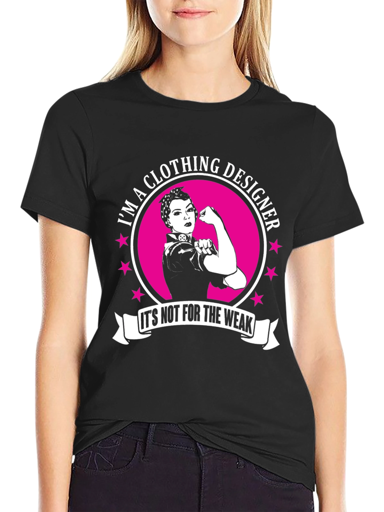 Clothing Designer Strong Woman Black T-Shirt