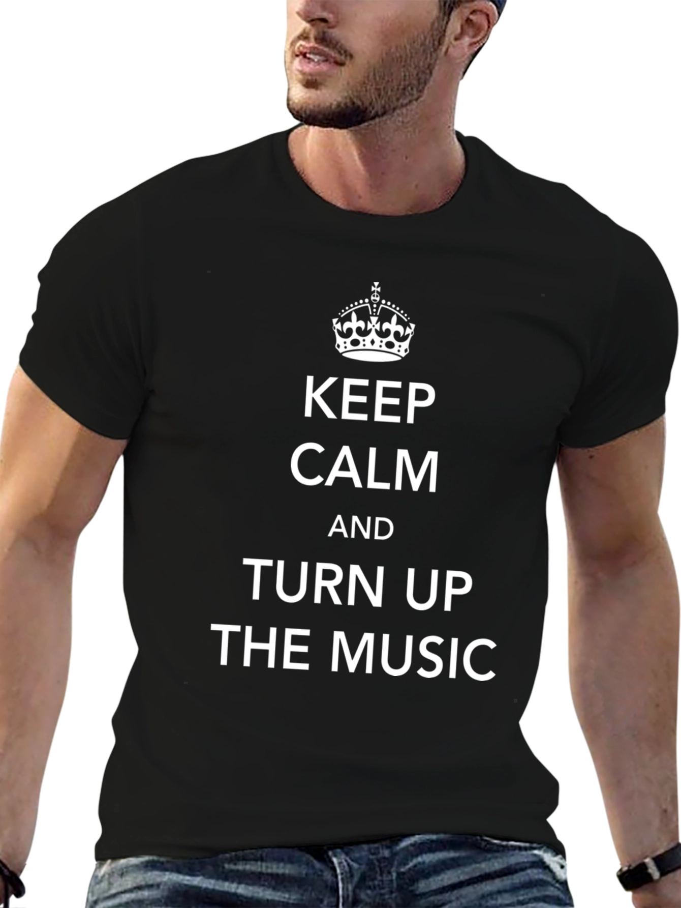 Keep Calm & Turn Up the Music Black T-Shirt