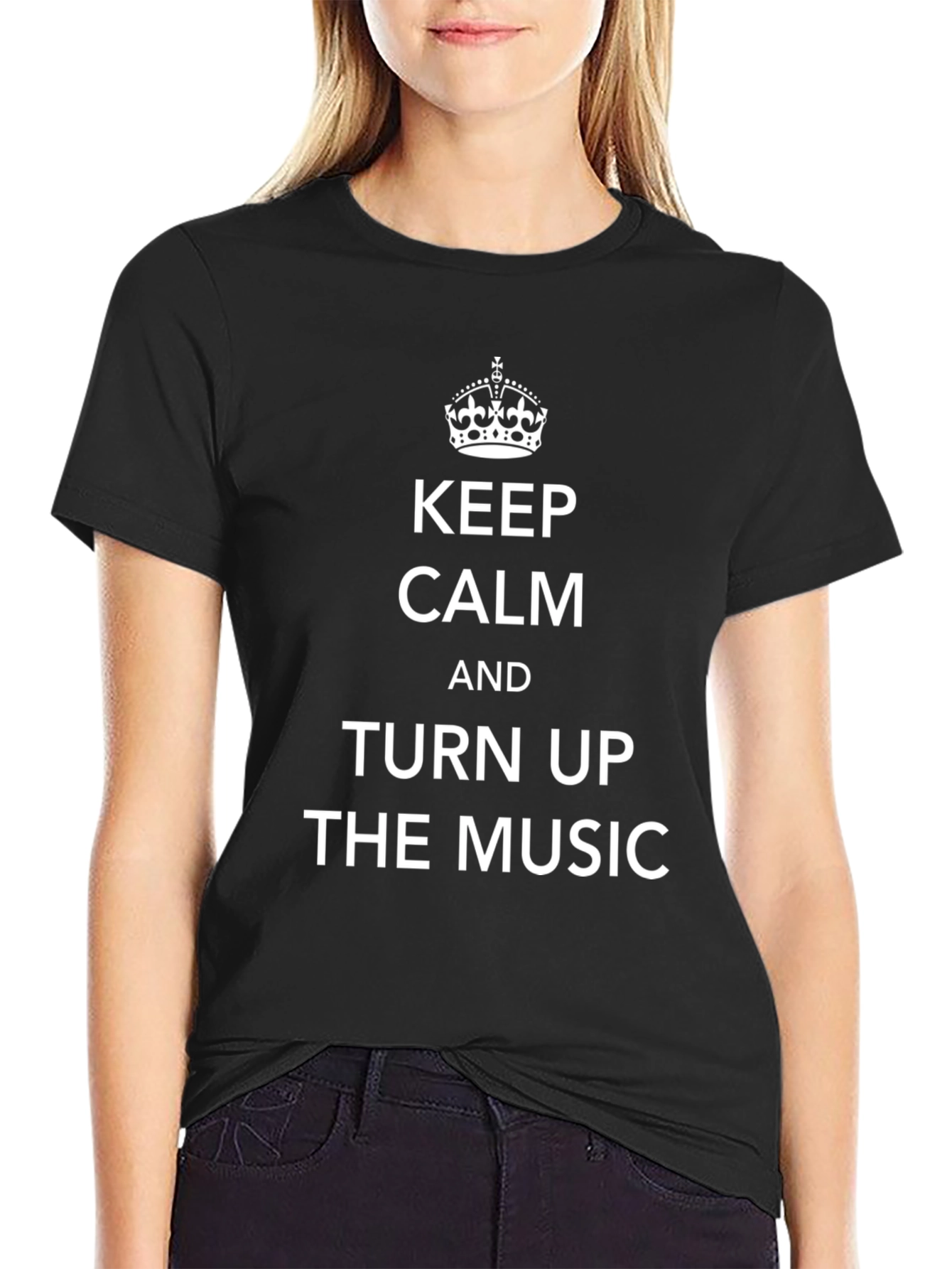 Keep Calm & Turn Up the Music Black T-Shirt