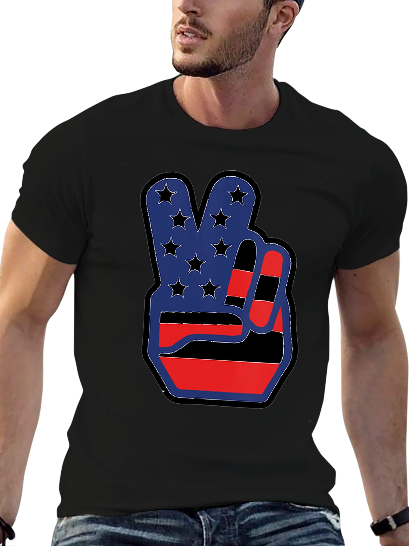 Patriotic Peace Sign Graphic T-Shirt
