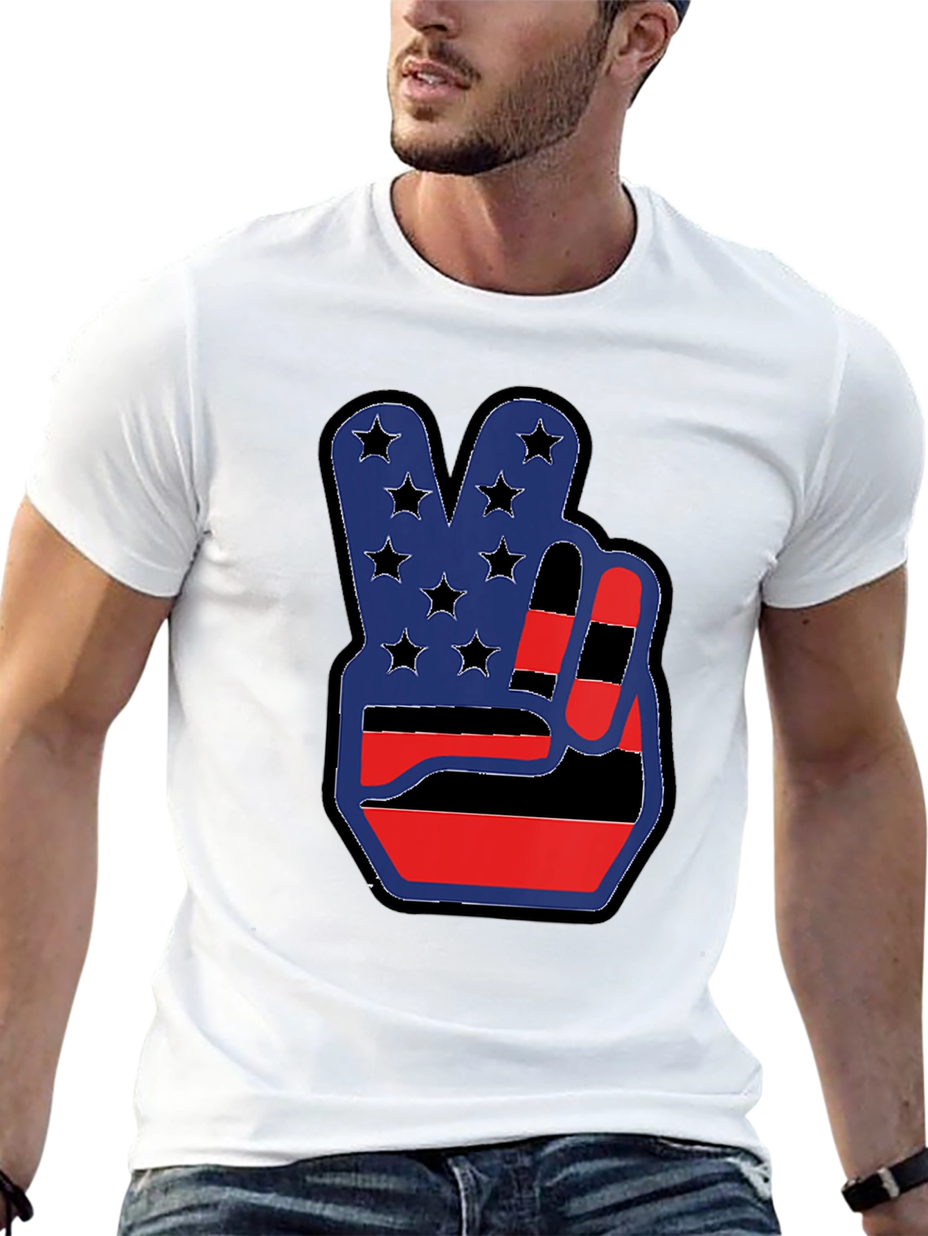 Patriotic Peace Sign Graphic T-Shirt