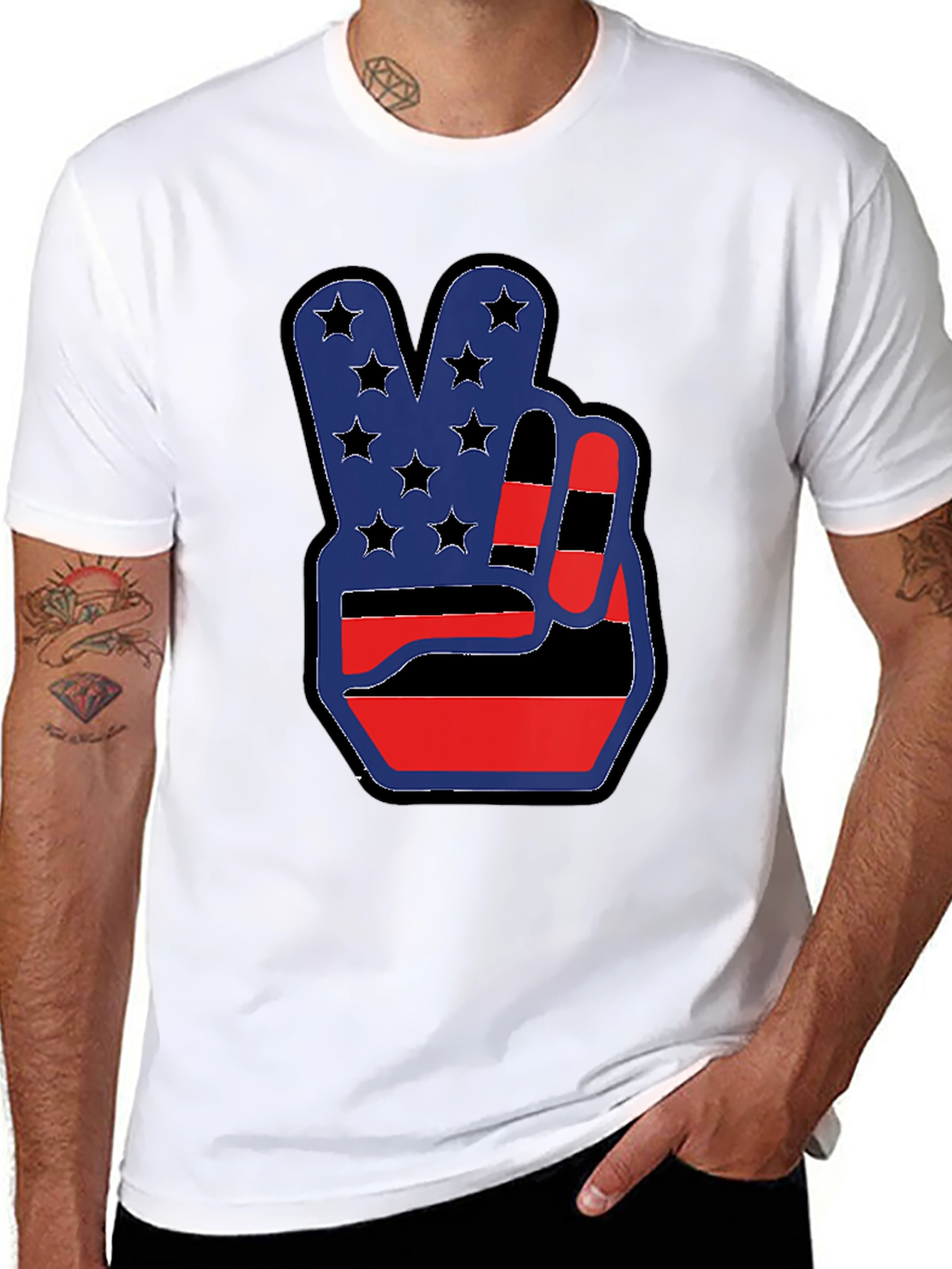 Patriotic Peace Sign Graphic T-Shirt