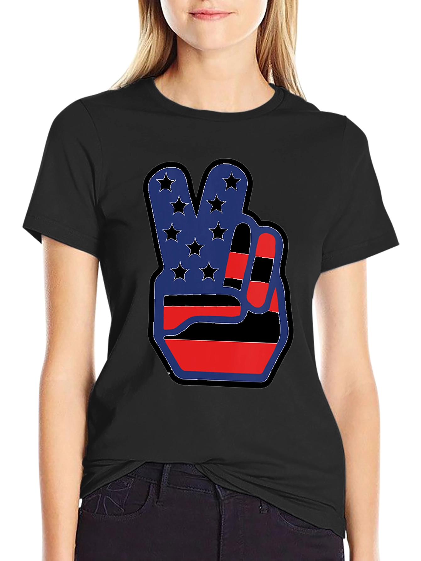 Patriotic Peace Sign Graphic T-Shirt