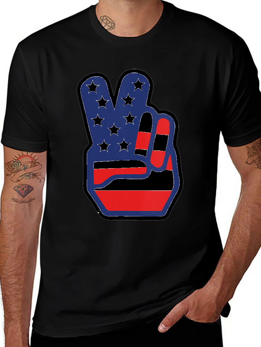 Patriotic Peace Sign Graphic T-Shirt