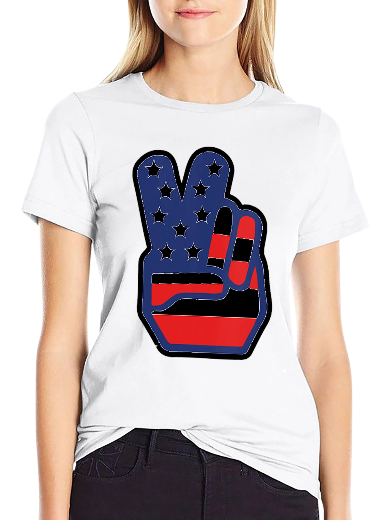 Patriotic Peace Sign Graphic T-Shirt