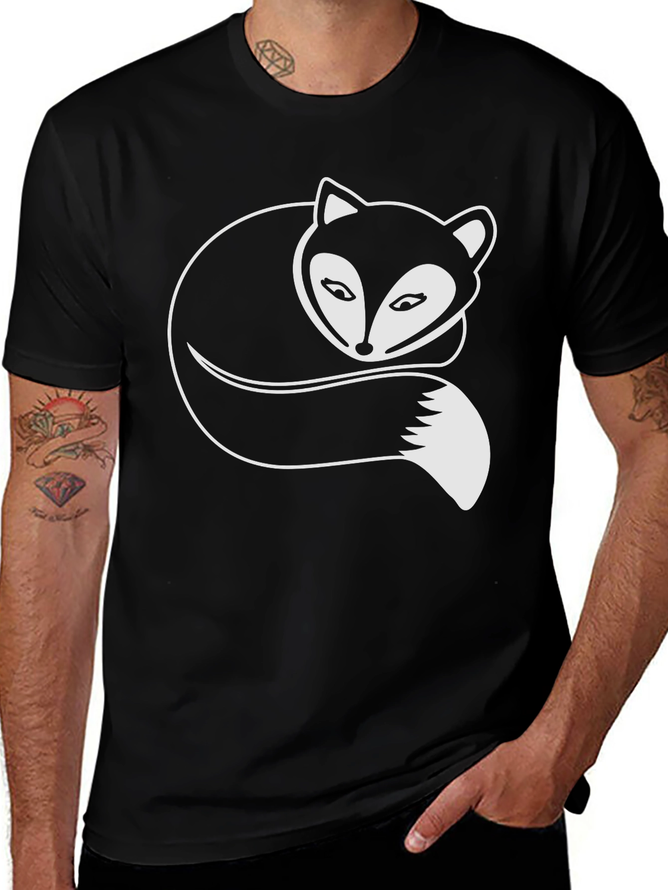 Fox Graphic Tee - Stylish Black Cotton T-Shirt