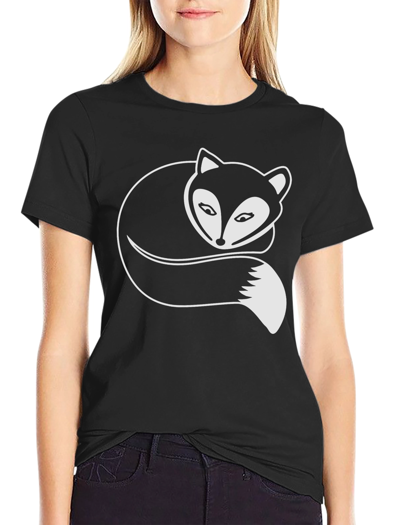 Fox Graphic Tee - Stylish Black Cotton T-Shirt