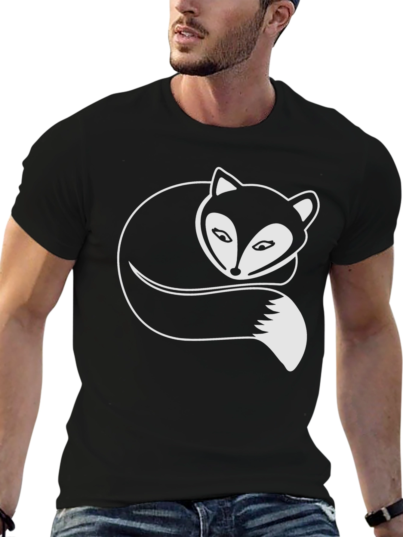 Fox Graphic Tee - Stylish Black Cotton T-Shirt