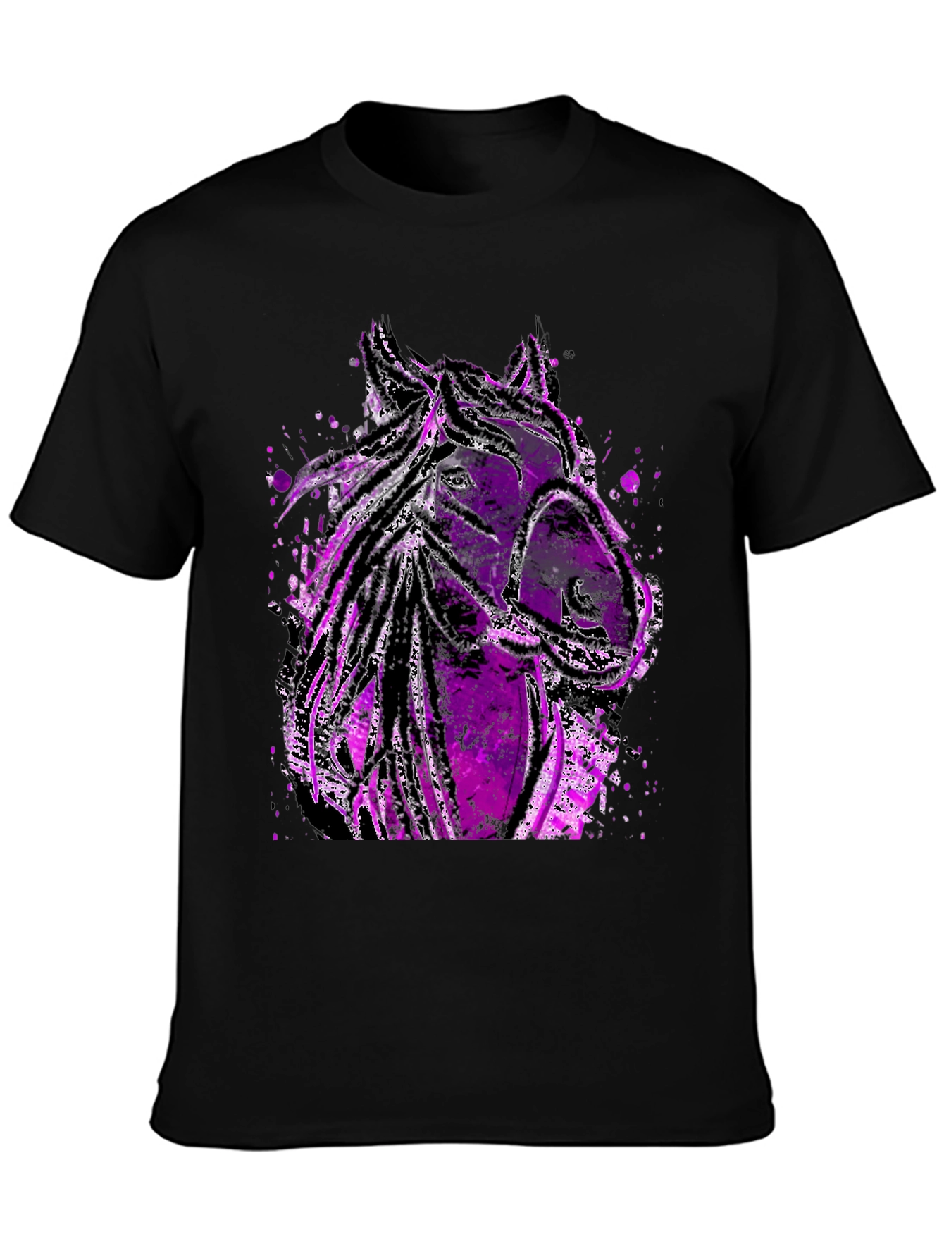 Abstract Horse Graphic Tee - Black