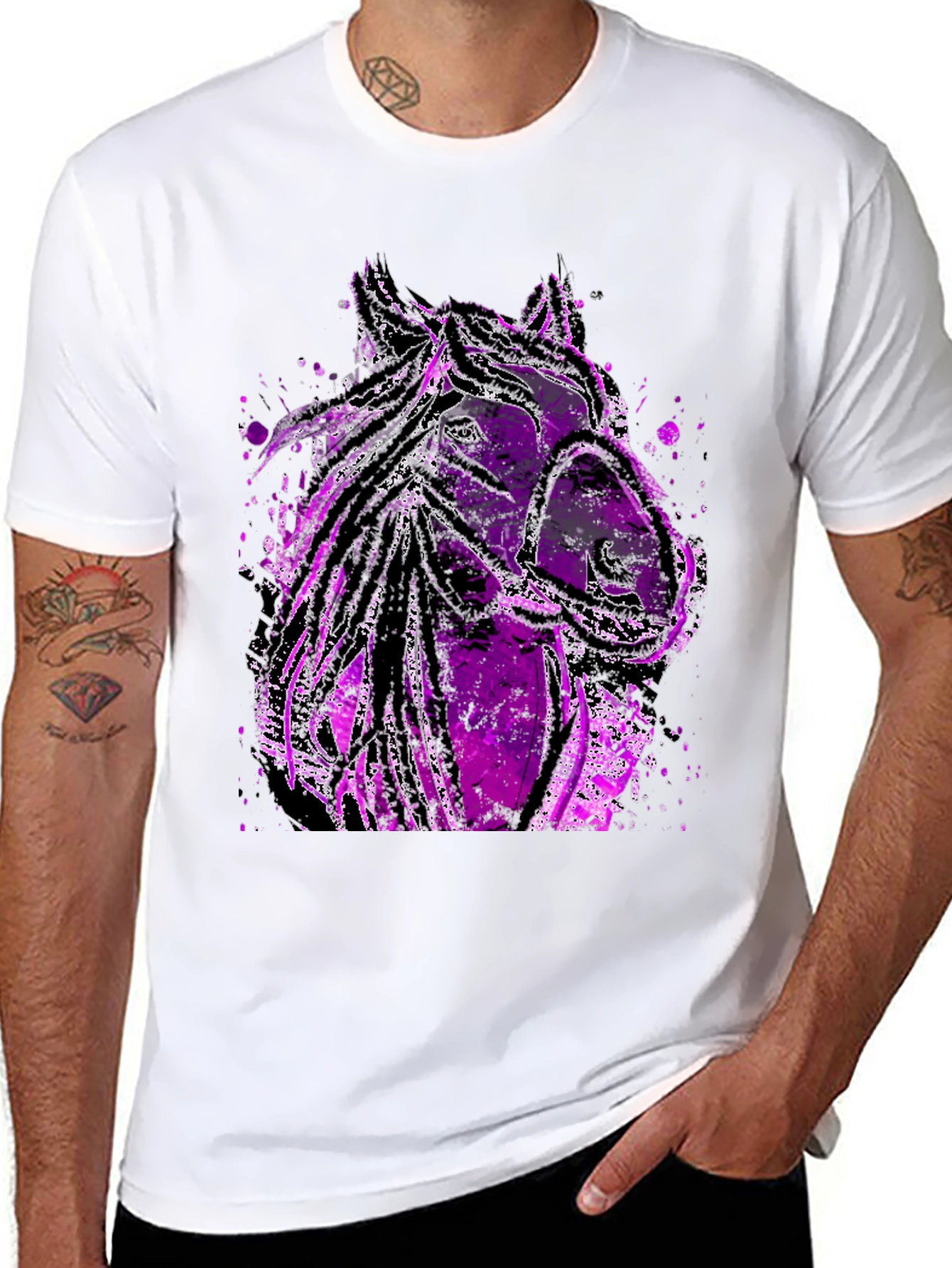 Abstract Horse Graphic Tee - Black