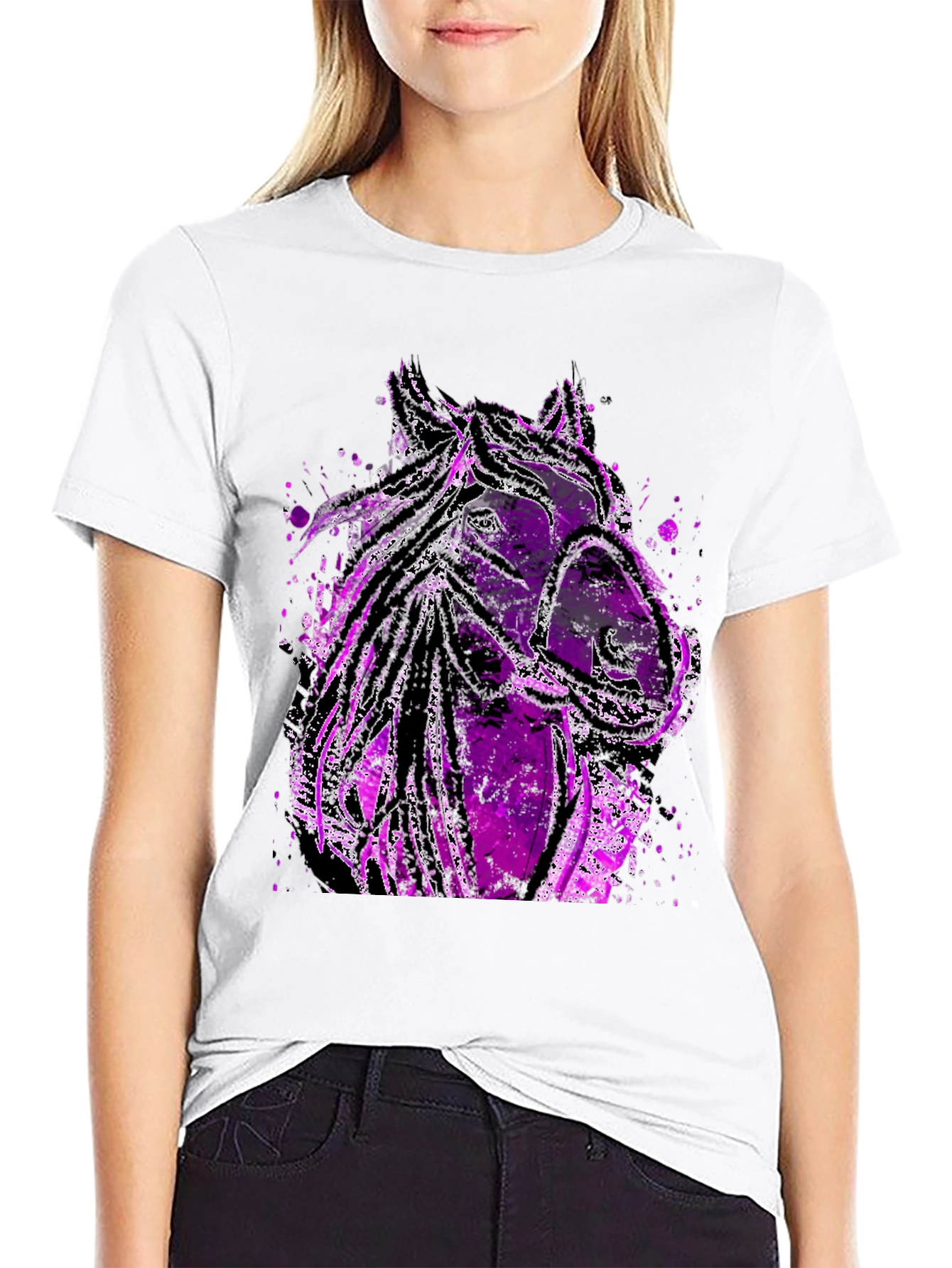 Abstract Horse Graphic Tee - Black