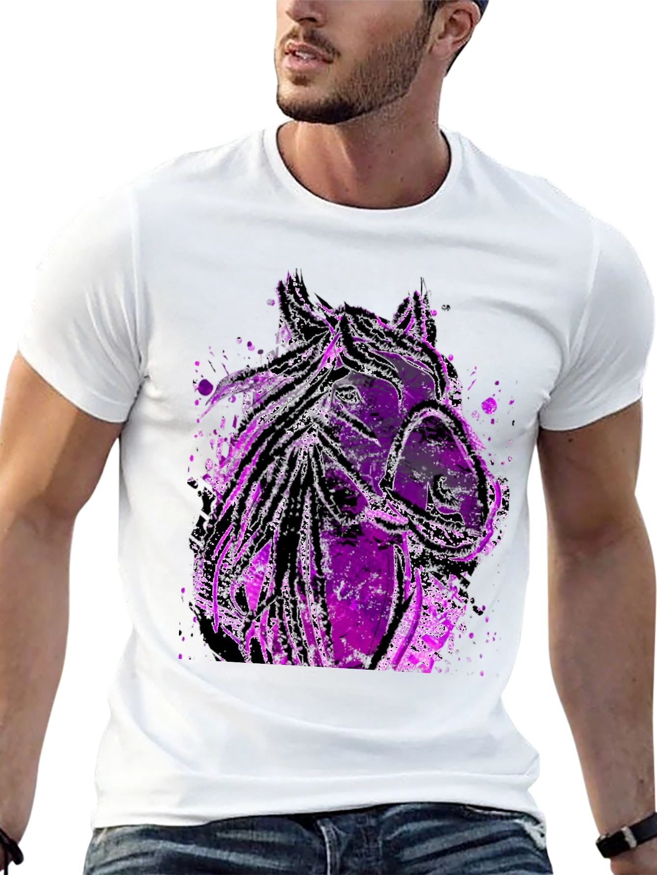 Abstract Horse Graphic Tee - Black