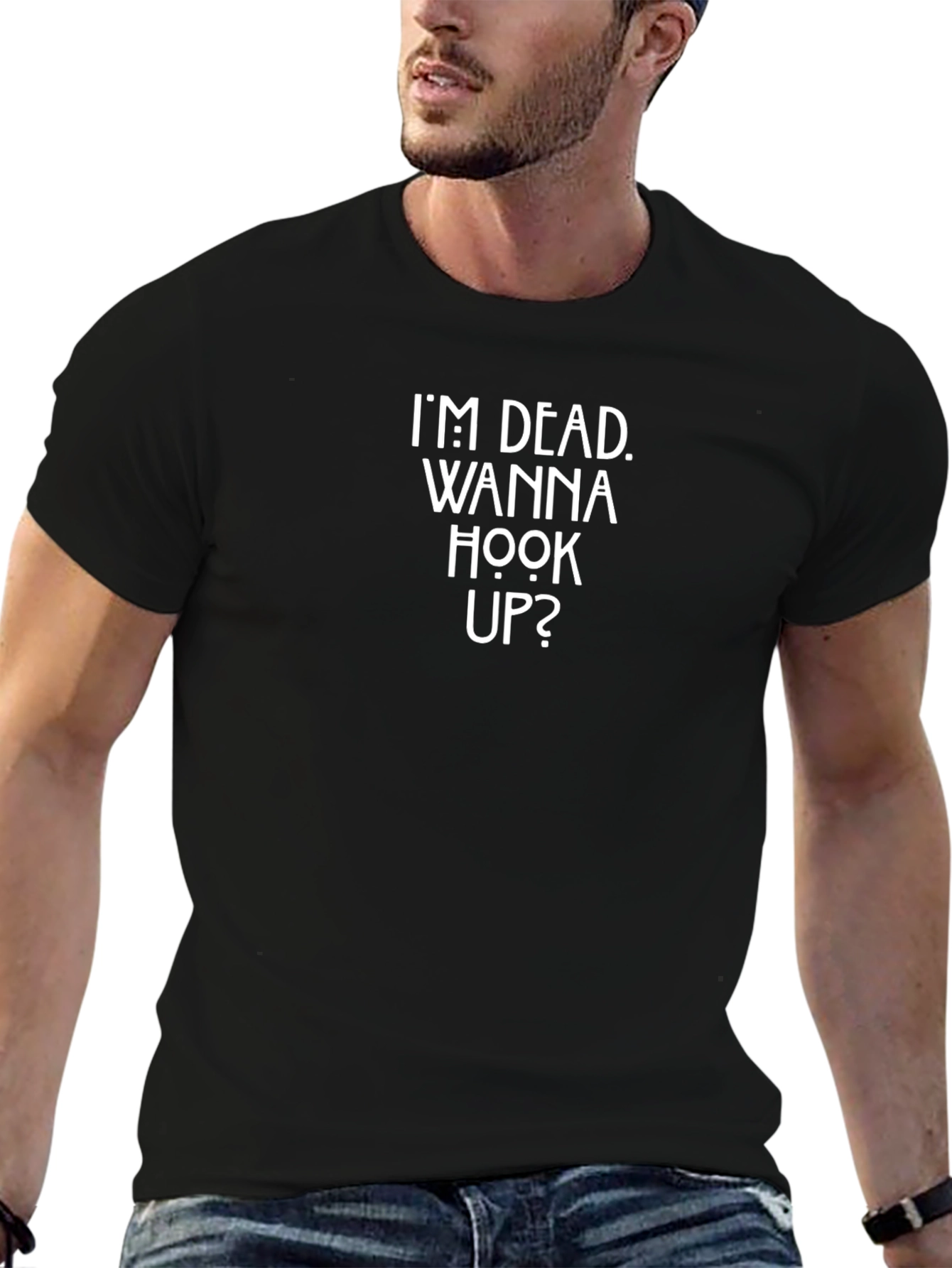 Im Dead Wanna Hook Up? Graphic Tee - Black