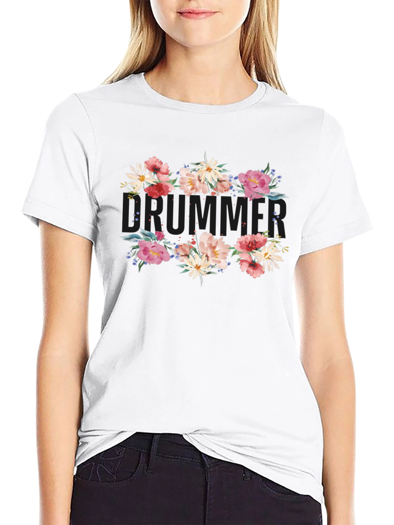 Floral Summer T-Shirt - Mens Black Tee