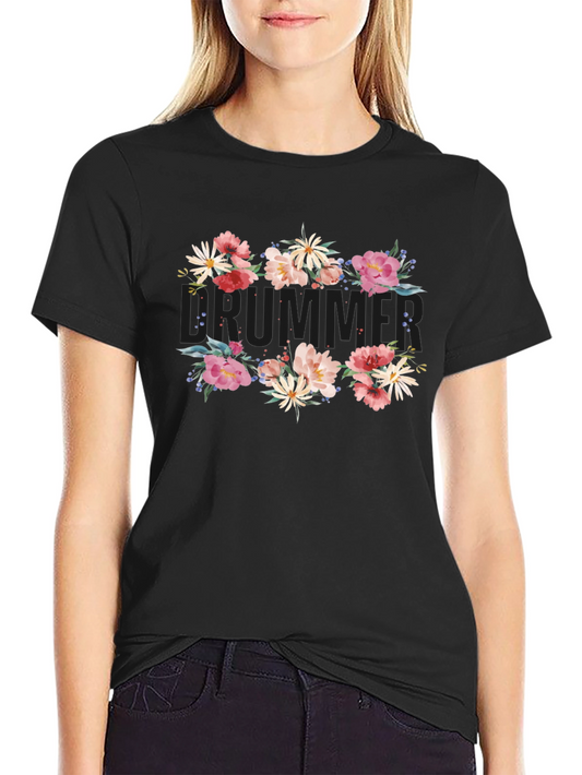 Floral Summer T-Shirt - Mens Black Tee