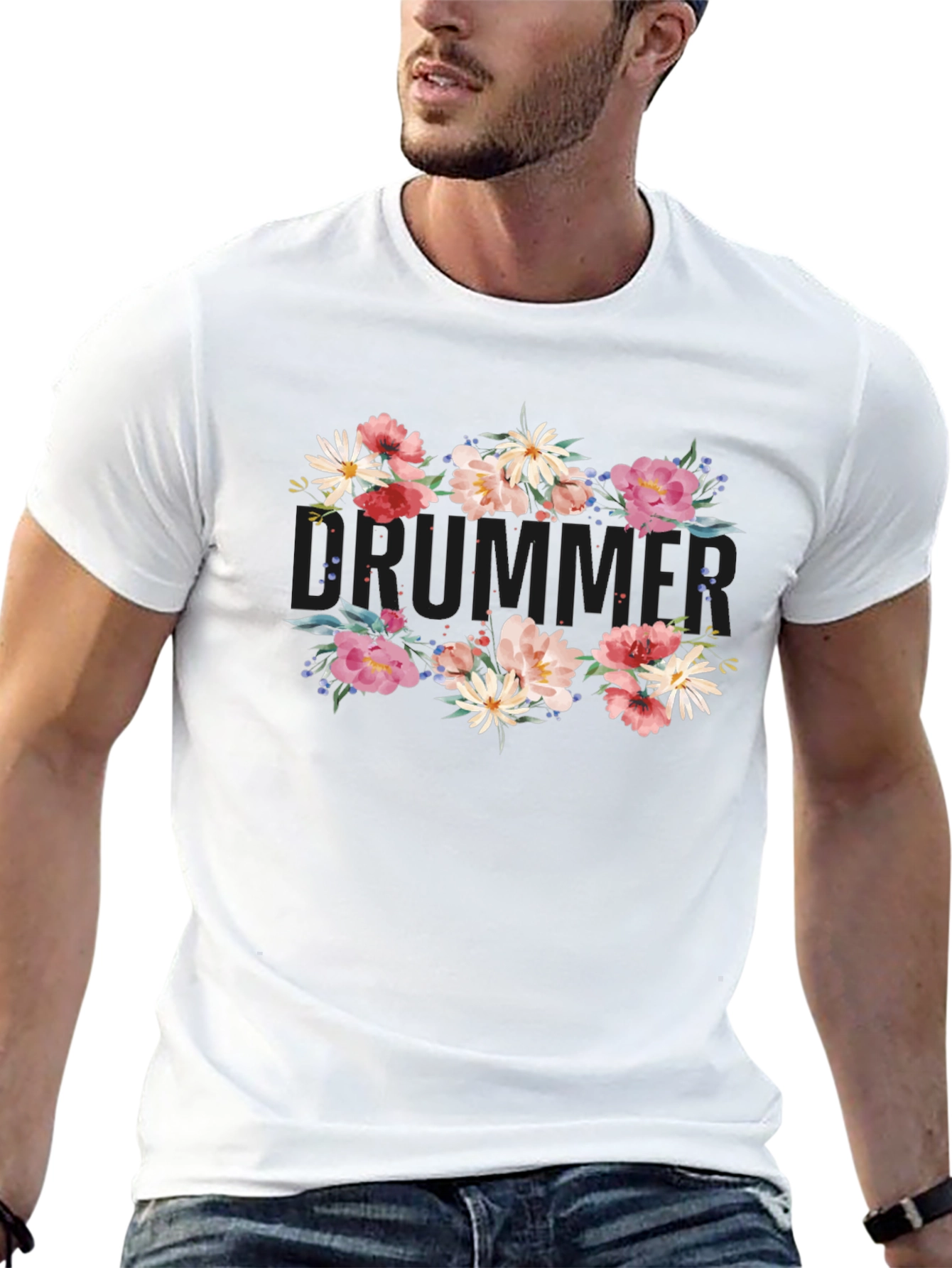 Floral Summer T-Shirt - Mens Black Tee