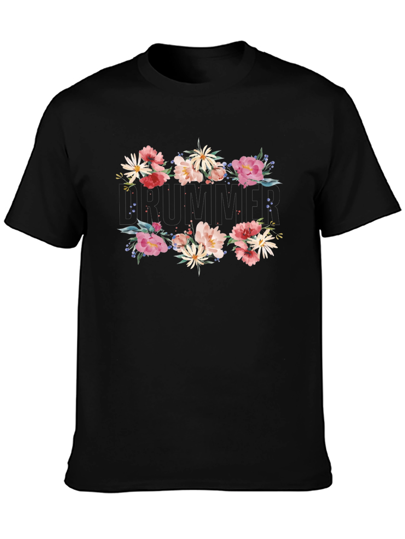 Floral Summer T-Shirt - Mens Black Tee
