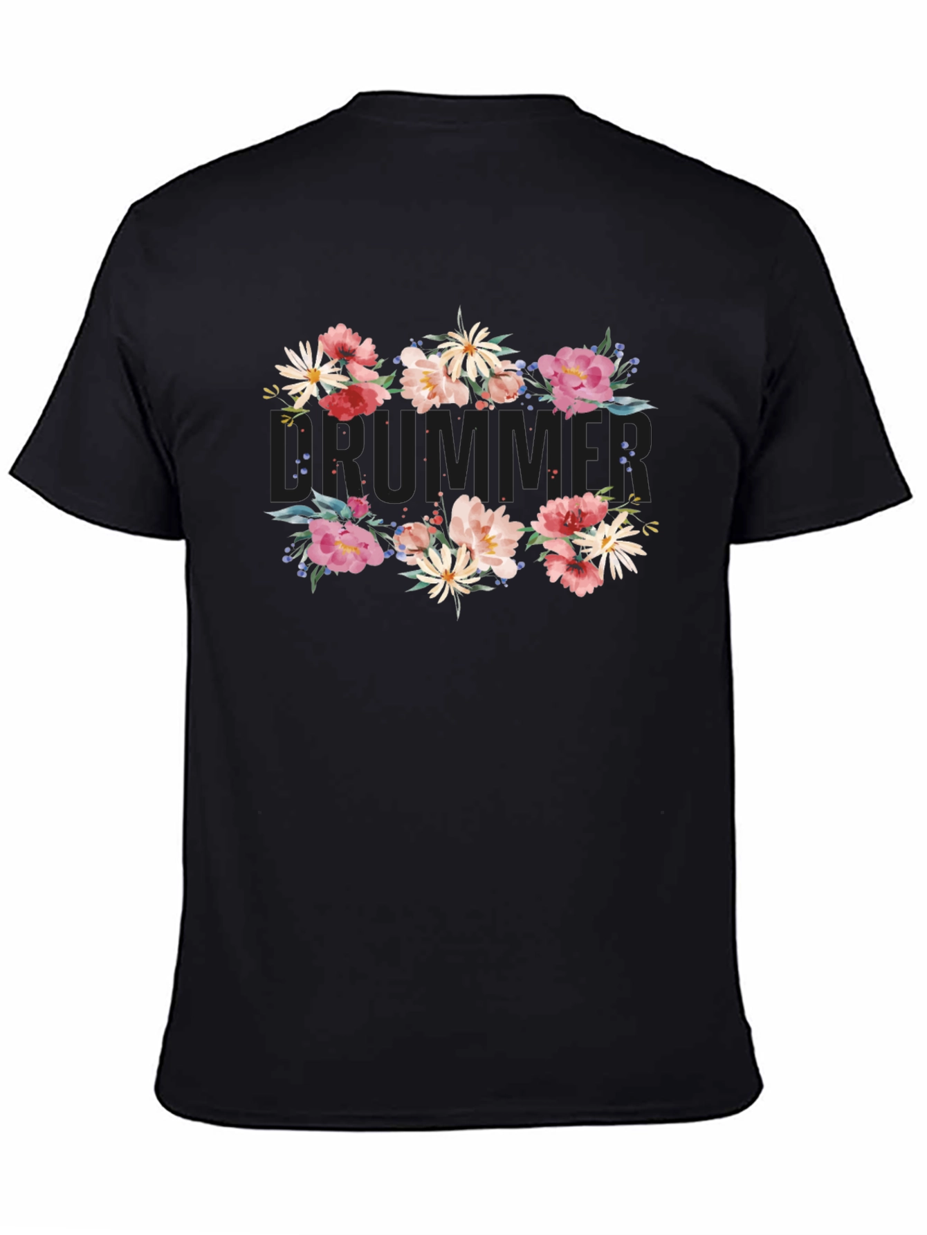 Floral Summer T-Shirt - Mens Black Tee
