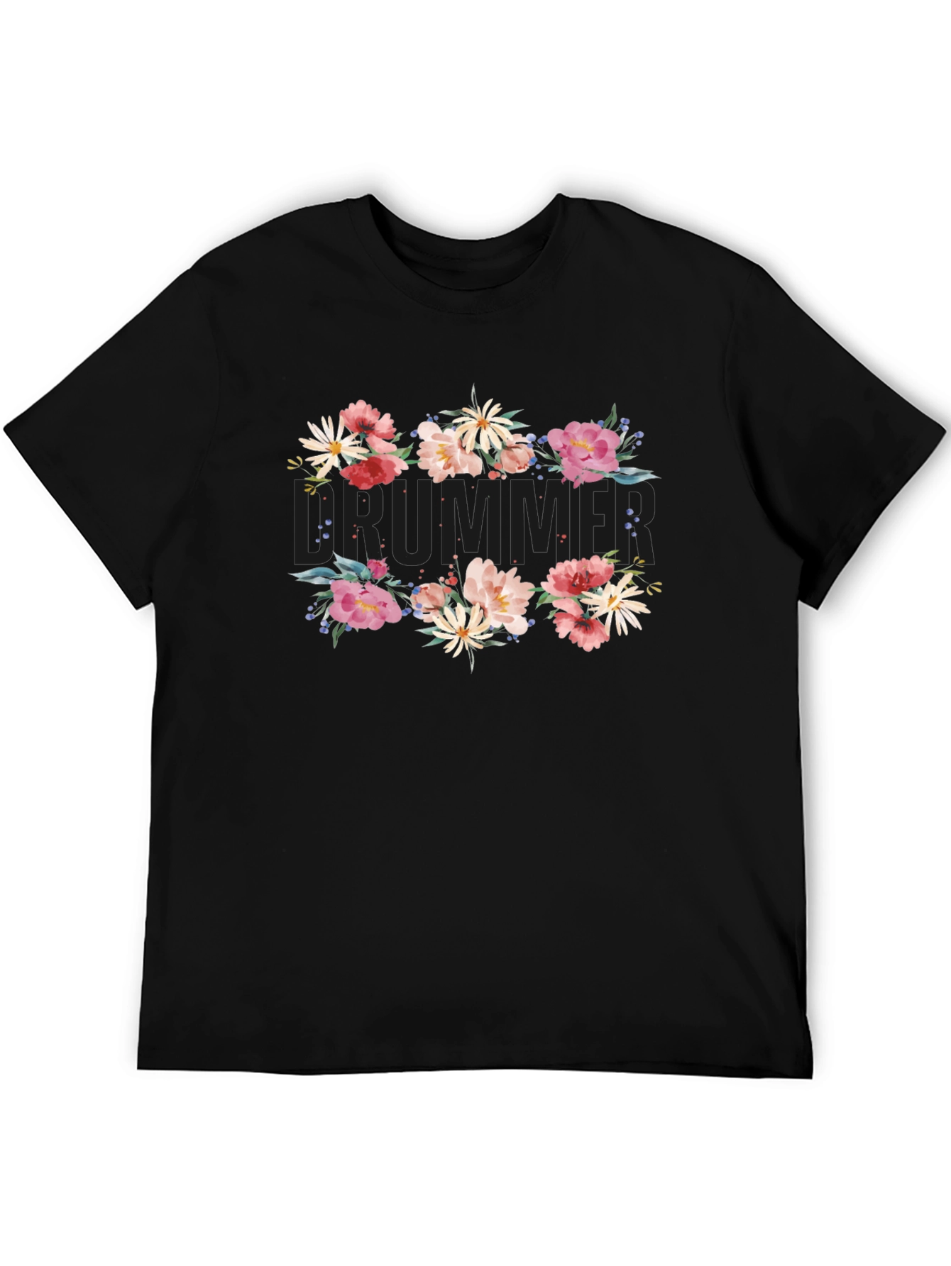 Floral Summer T-Shirt - Mens Black Tee