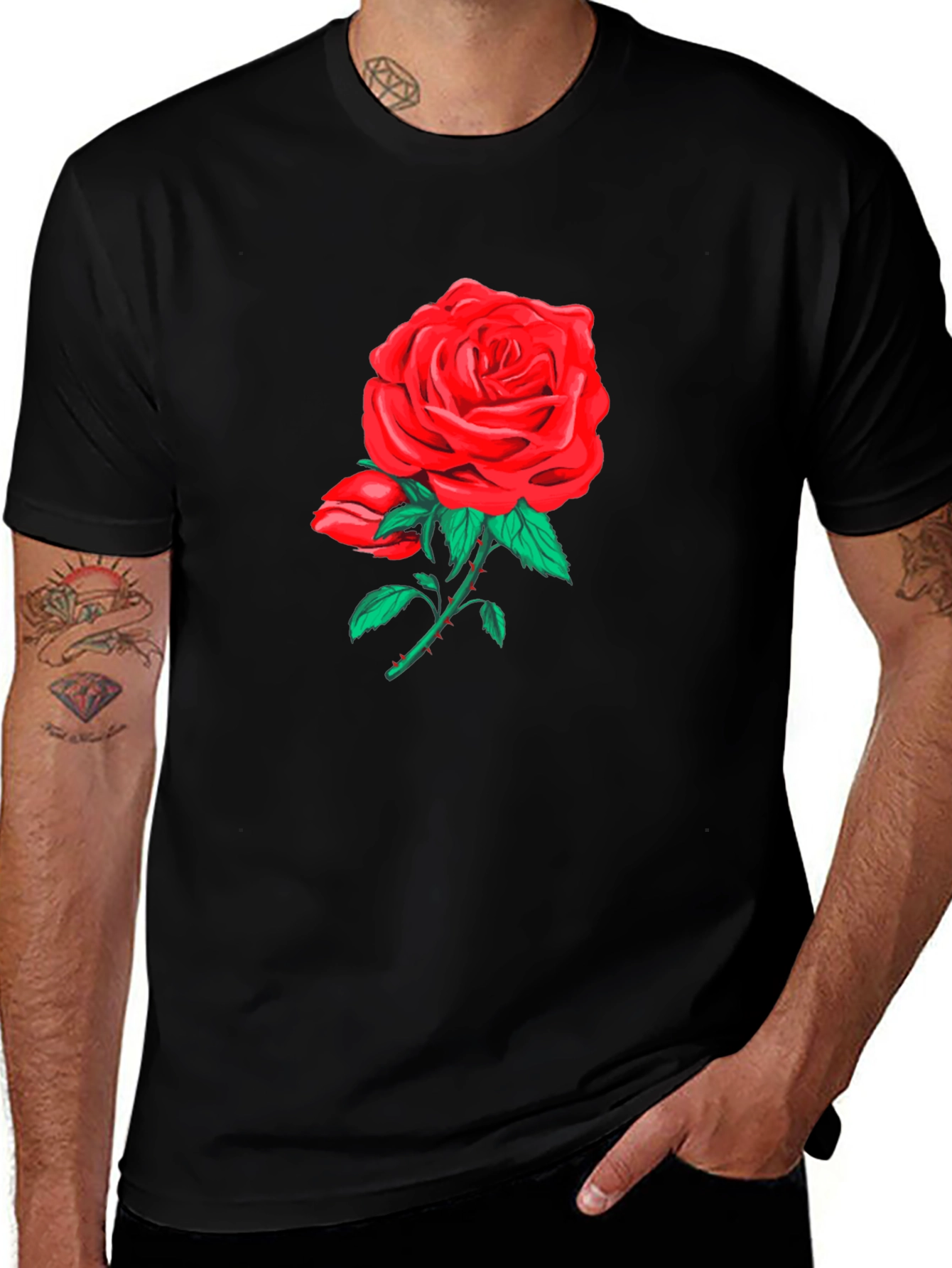 Rose Graphic Black T-Shirt