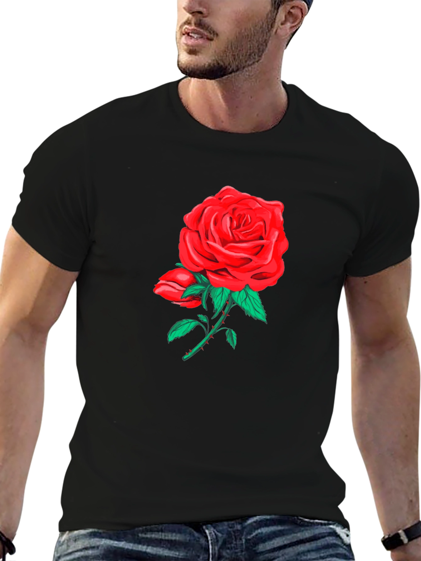 Rose Graphic Black T-Shirt