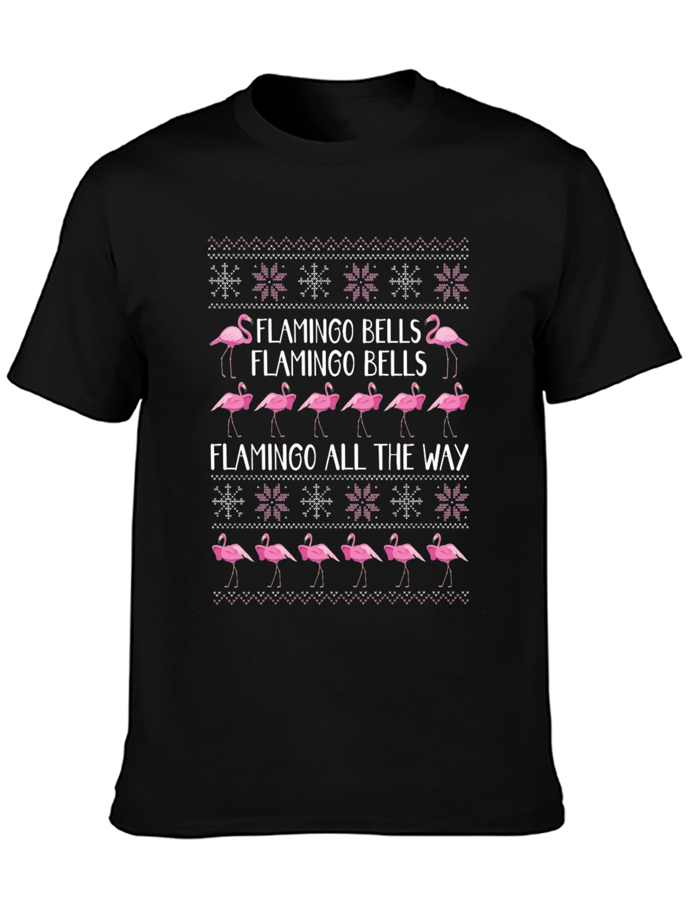 Flamingo Bells Ugly Christmas T-Shirt