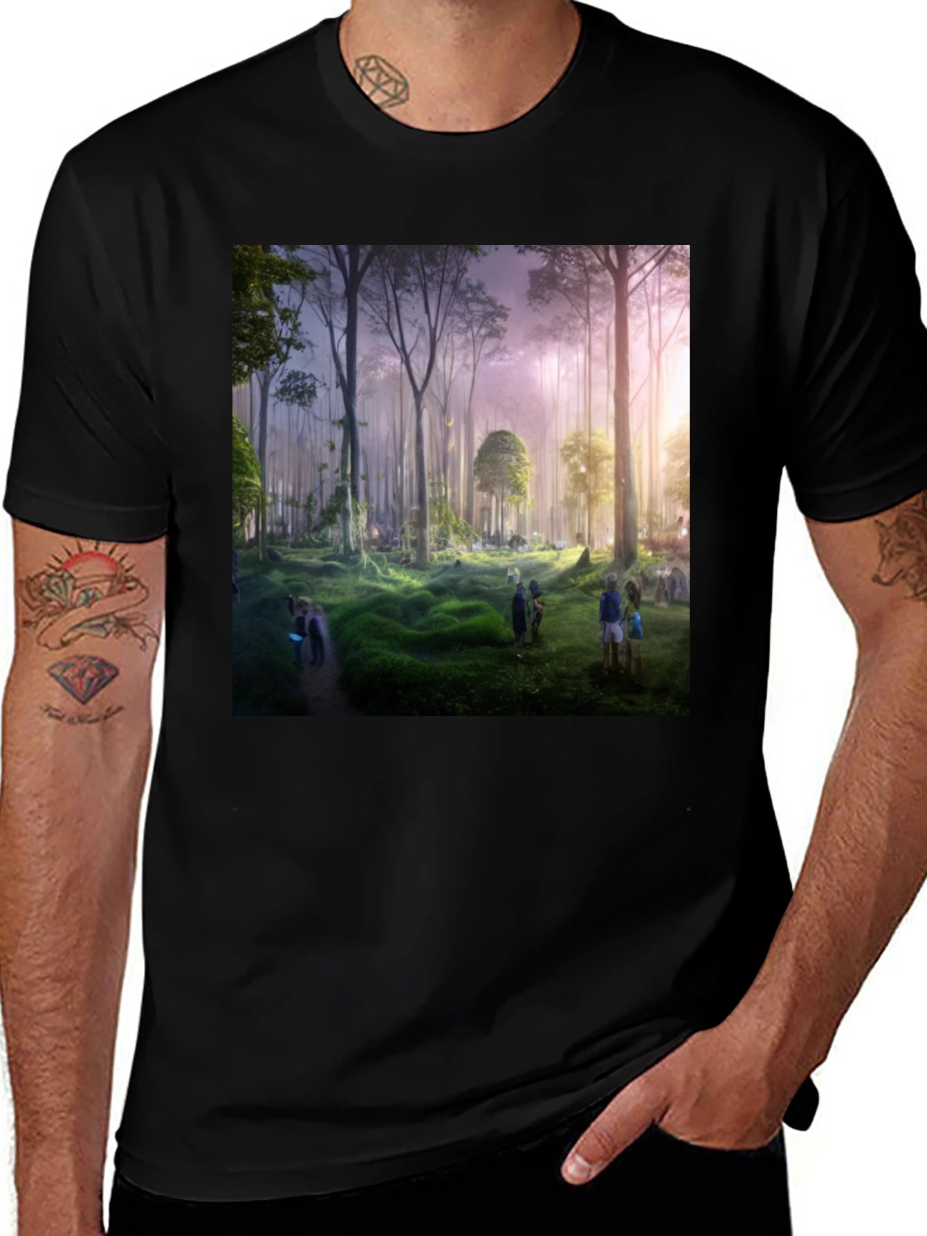 Forest Scene Black Graphic Tee