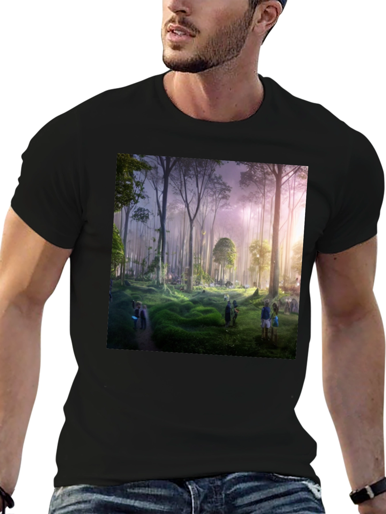 Forest Scene Black Graphic Tee