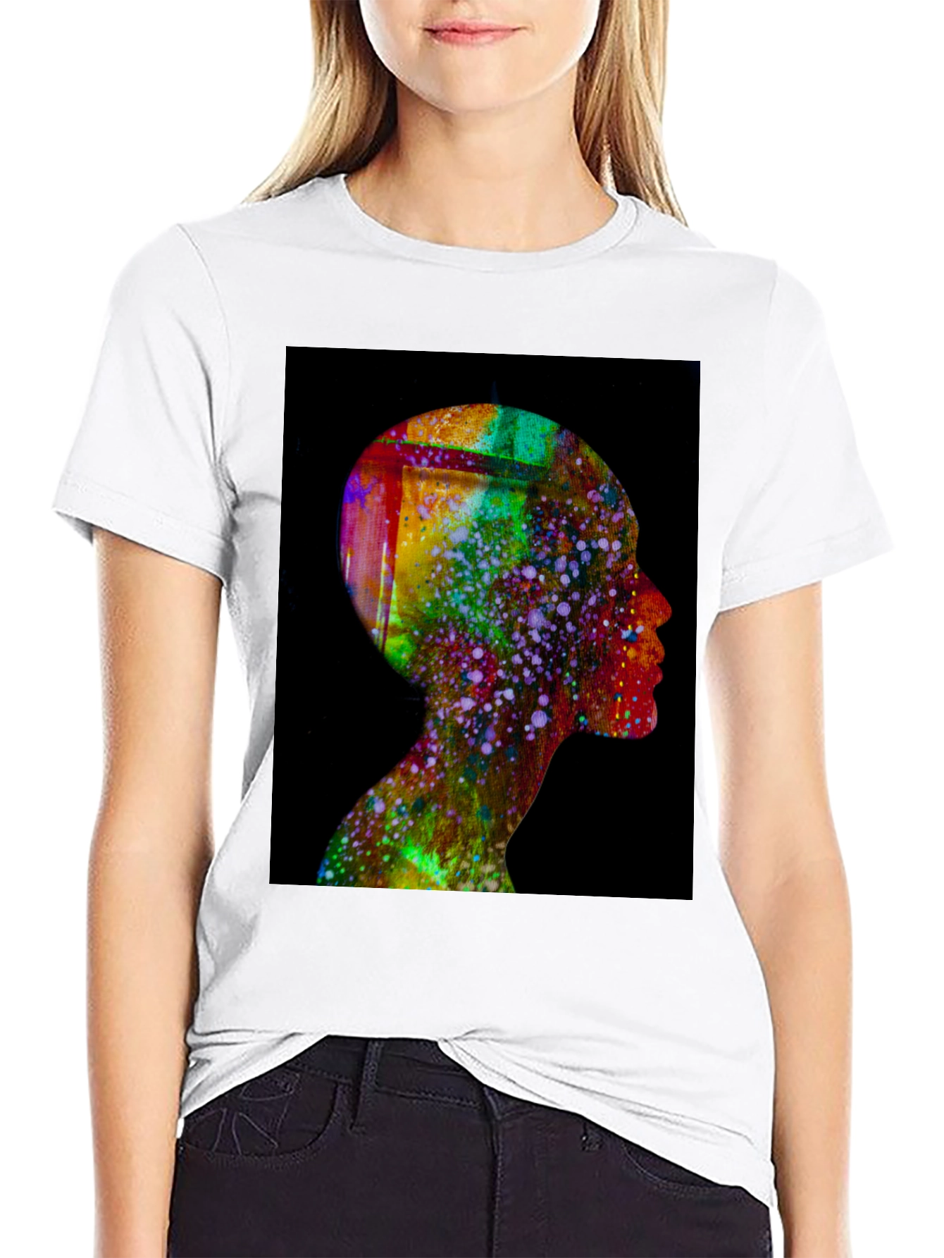 Abstract Human Head Tee - Artsy Black T-Shirt