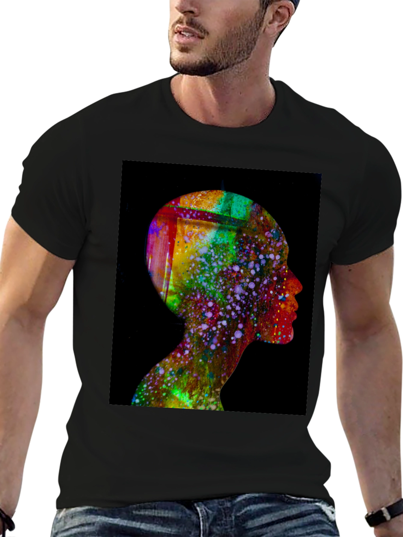 Abstract Human Head Tee - Artsy Black T-Shirt