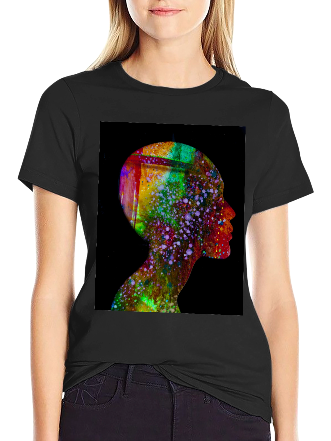 Abstract Human Head Tee - Artsy Black T-Shirt