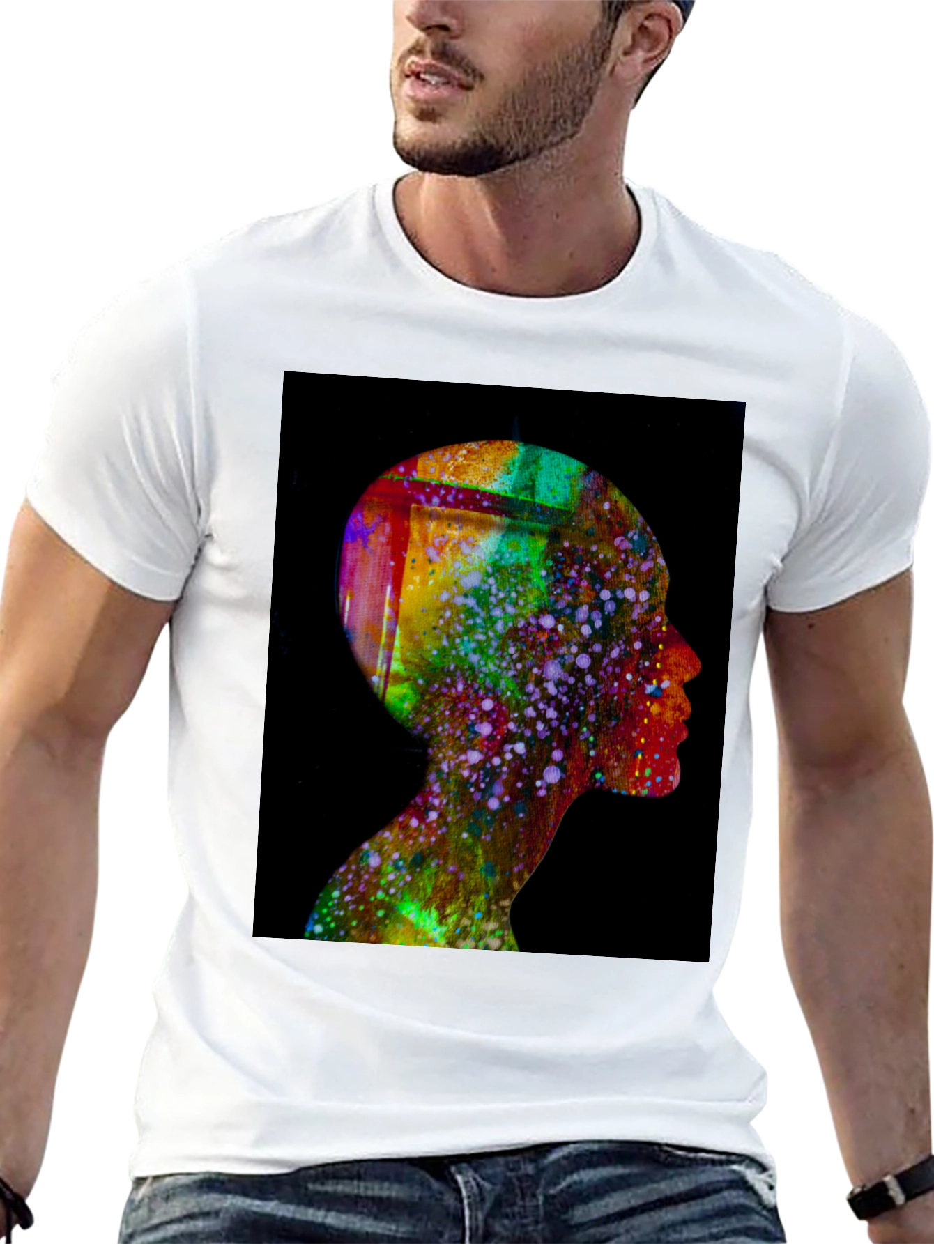 Abstract Human Head Tee - Artsy Black T-Shirt