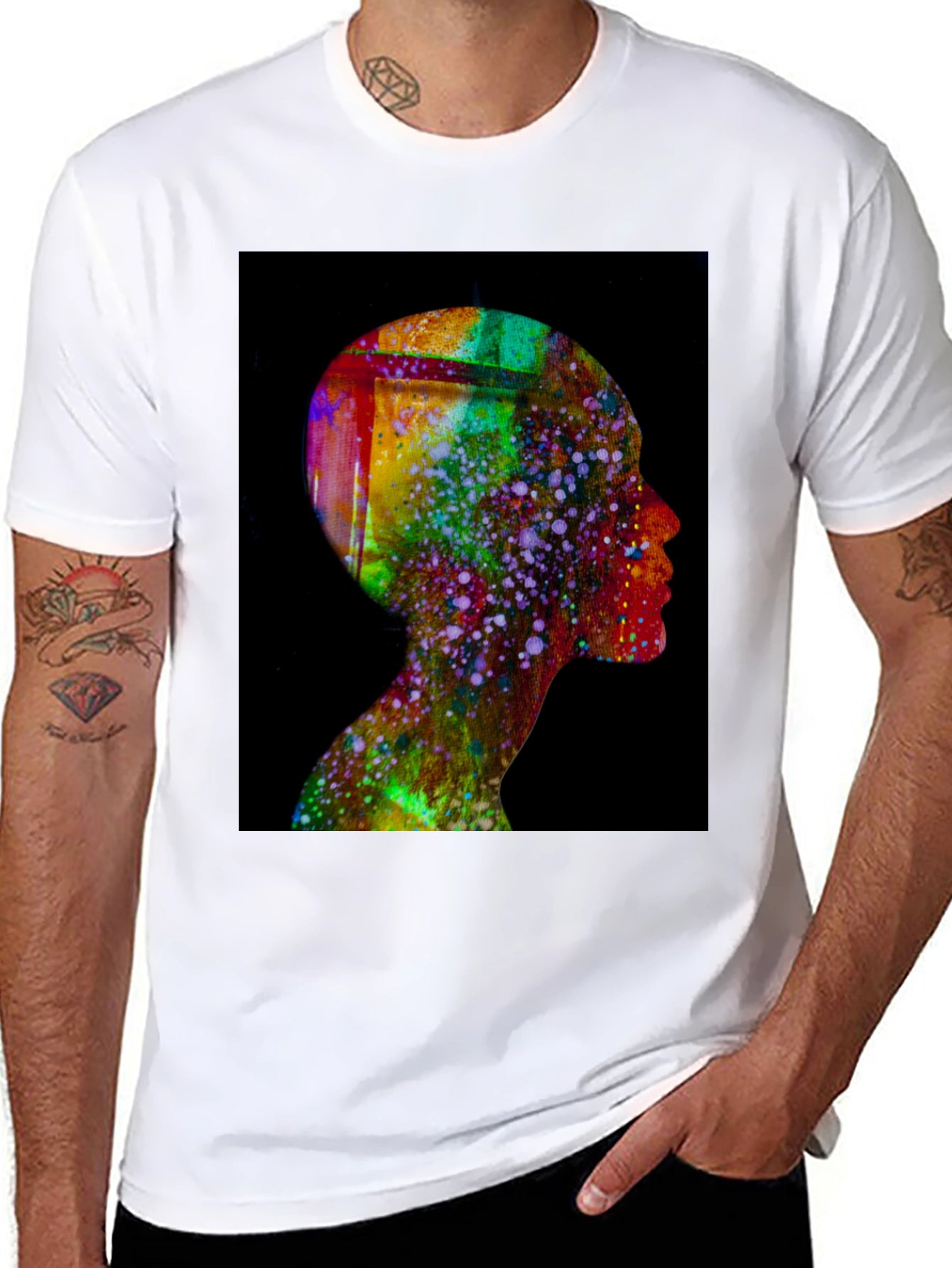 Abstract Human Head Tee - Artsy Black T-Shirt