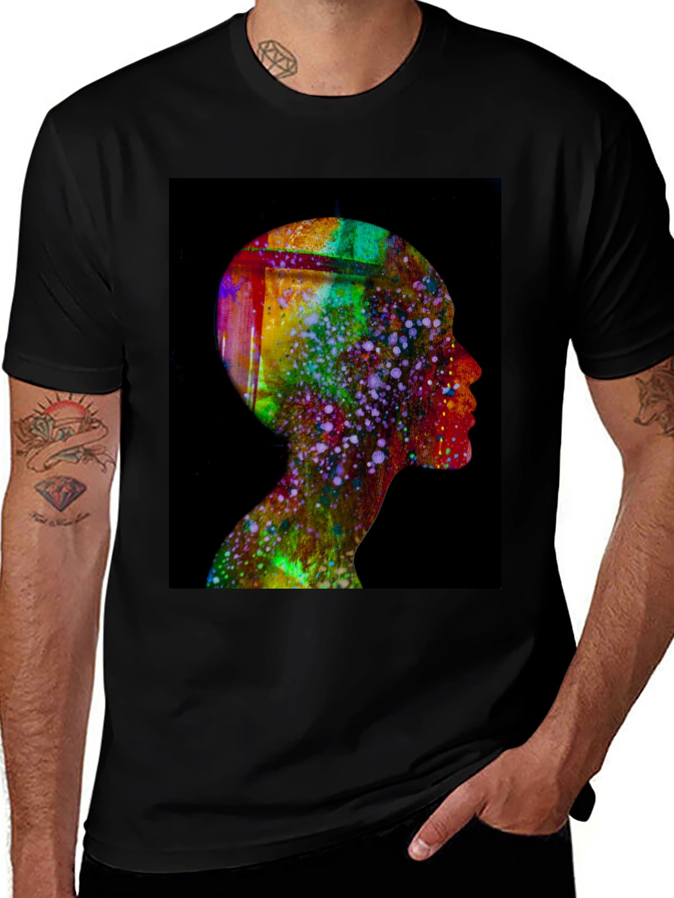 Abstract Human Head Tee - Artsy Black T-Shirt