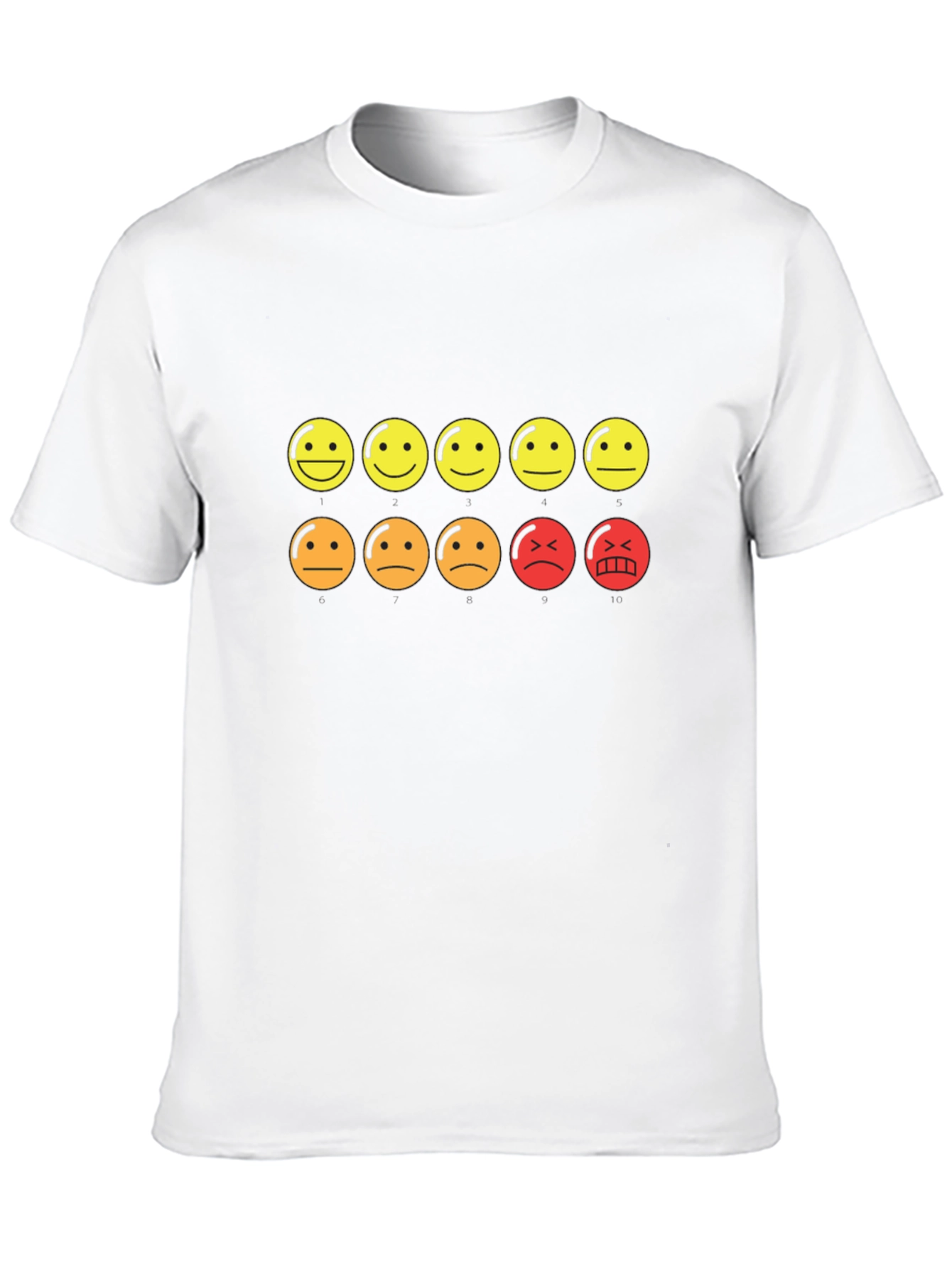 Mood Rating Smiley Face Graphic Tee - Black Cotton